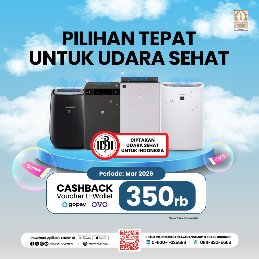 Promo Air Purifier SHARP untuk dapatkan cashback